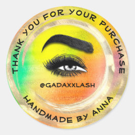 Adesivo Redondo Abstrato Brilhante do Artista de Compre de obrigad