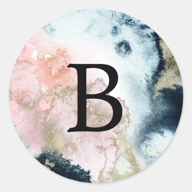 Adesivo Redondo Abstrato Celestial Monogramas - Selos De Envelope  (Frente)