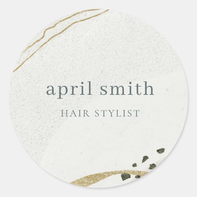 Adesivo Redondo Abstrato Chic Textura Dourada de Cinzas Negras (Frente)