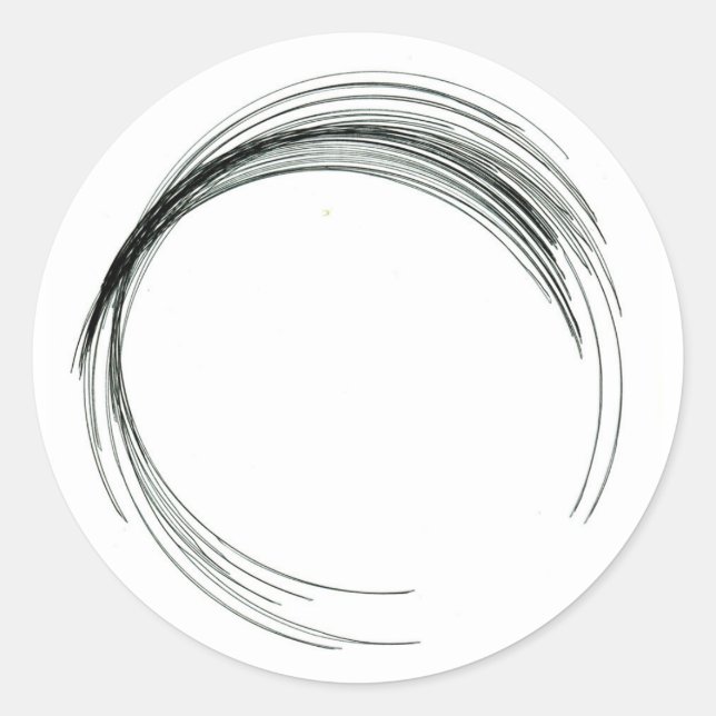 Adesivo Redondo abstrato círculo redondo branco preto geométrico (Frente)