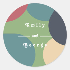 Adesivo Redondo Abstrato Colorida Moderna Casamento Retroativo