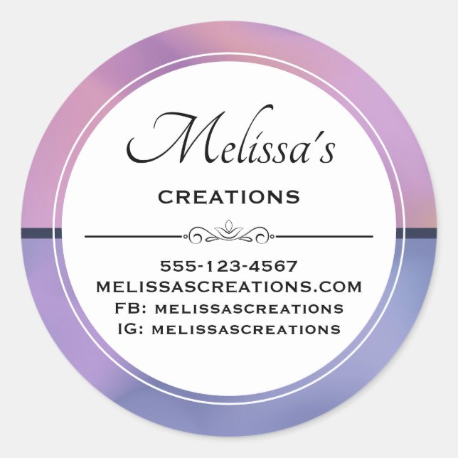 Adesivo Redondo Abstrato comercial de roxo roxo e rosa modernos (Frente)