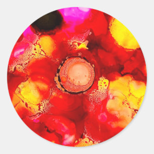 Adesivo Redondo Abstrato cor vermelha e rosa