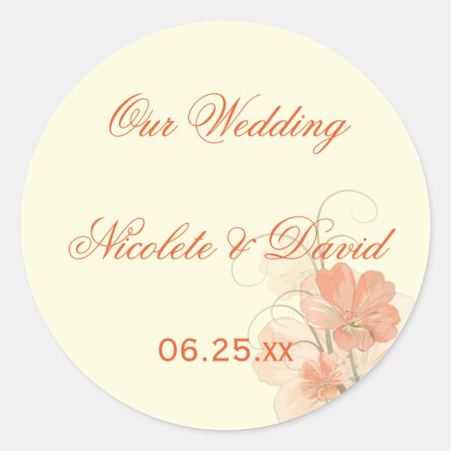 Adesivo Redondo Abstrato Coral Limão Vedantes Florais De Envelope (Frente)