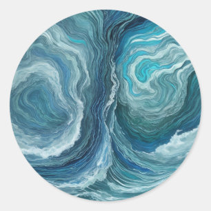 Adesivo Redondo Abstrato da Serenidade Verde Azul