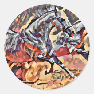 Adesivo Redondo abstrato de animais selvagens Rodeo Art ocidental 