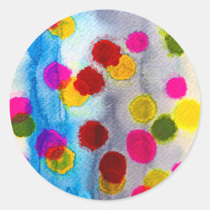 Adesivo Redondo Abstrato de aquarela bolinhas azul