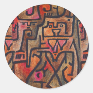 Adesivo Redondo Abstrato de Bruxas de Paul Klee Forest