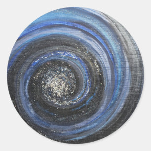 Adesivo Redondo Abstrato de espiral azul e preto
