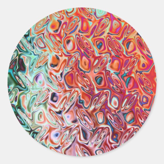 Adesivo Redondo Abstrato de gel vermelho líquido (Frente)