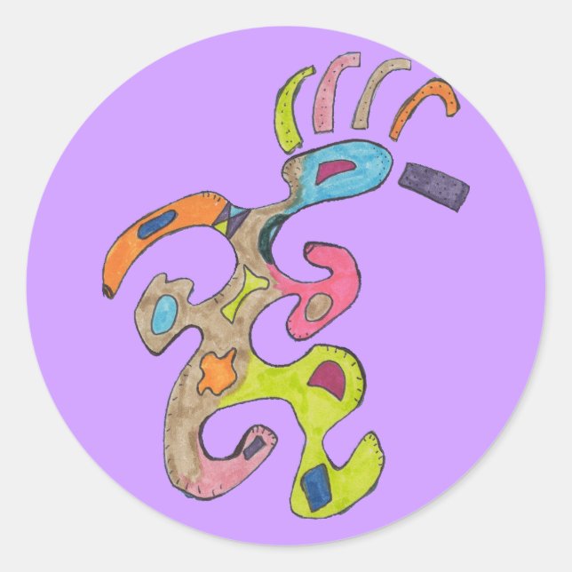 Adesivo Redondo abstrato de "Homem em Execução" (Frente)