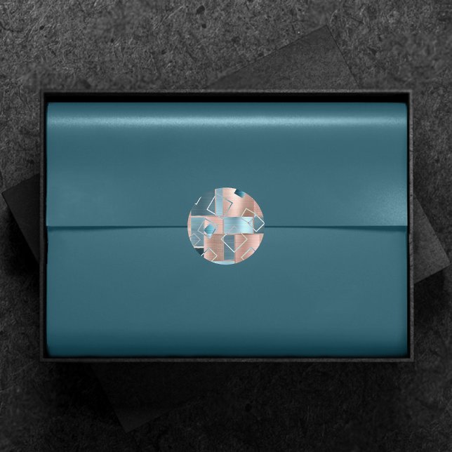 Adesivo Redondo Abstrato de luxo | Blush Rosa Dourado e Teatro Geo (Criador carregado)