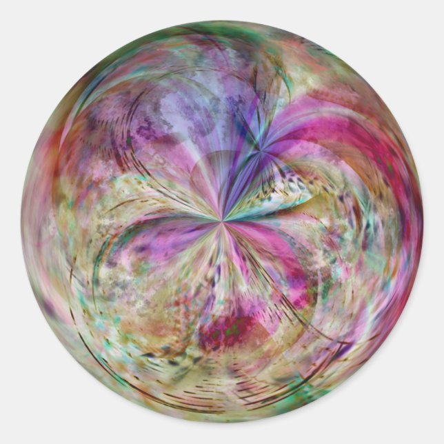 Adesivo Redondo Abstrato de multicores Mandala (Frente)