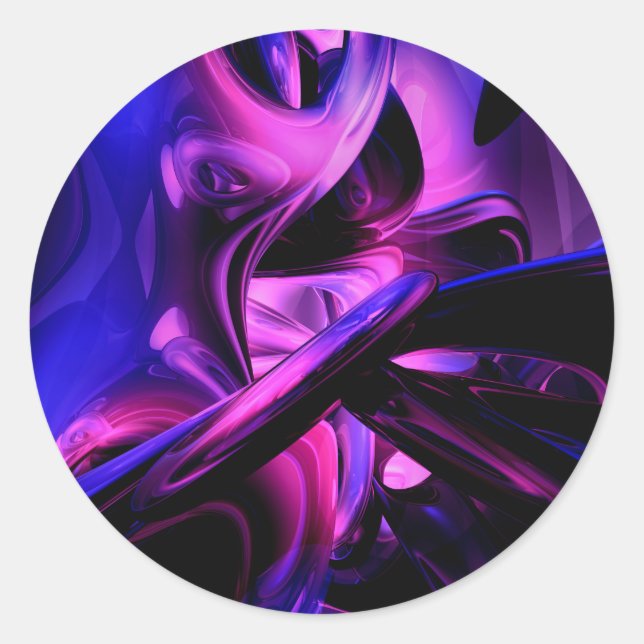 Adesivo Redondo Abstrato de Passiões Fluorescentes (Frente)