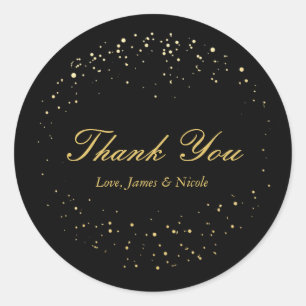 Adesivo Redondo Abstrato de rosca preta e dourada