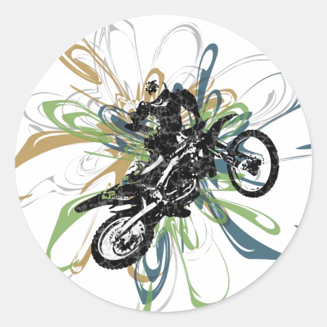 Adesivo Redondo Abstrato Dirt Bike Stickers (Frente)