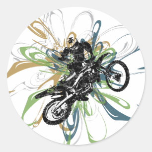 Adesivo Redondo Abstrato Dirt Bike Stickers
