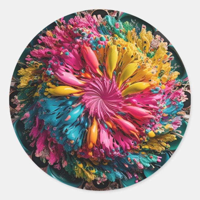 Adesivo Redondo Abstrato Eclecética Máxima Imprimível Colorida (Frente)