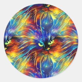 Adesivo Redondo Abstrato elegante, salpicos de Gato sem costura