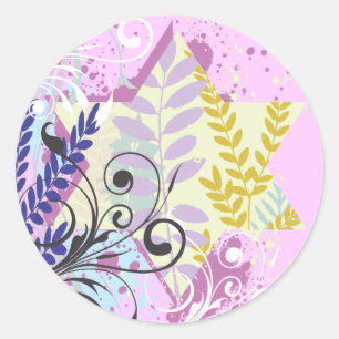 Adesivo Redondo ABSTRATO FLORAL STAR Bat Mitzvah Seal