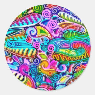 Adesivo Redondo Abstrato forma a arte 9 muito colorida
