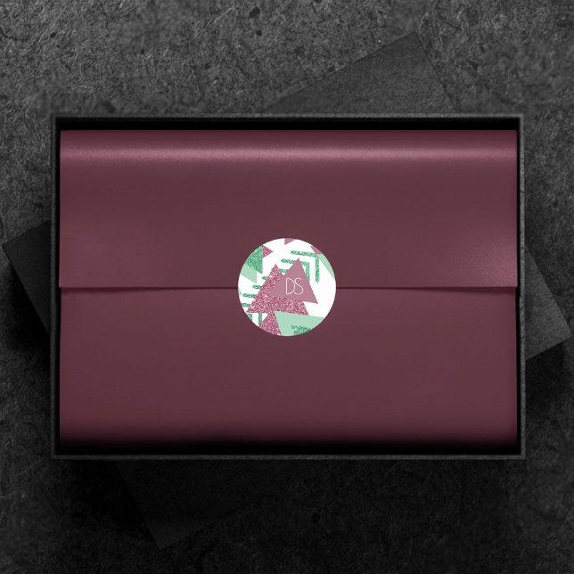 Adesivo Redondo Abstrato Fresco dos Anos 80 | Monograma de Formas  (Criador carregado)