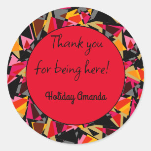 Adesivo Redondo Abstrato, Geométrico, Triângulos, Geométrico