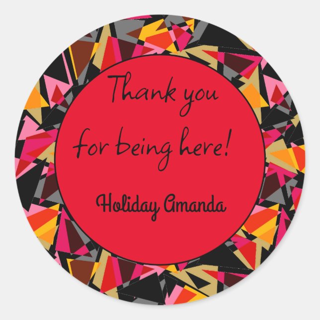 Adesivo Redondo Abstrato, Geométrico, Triângulos, Geométrico (Frente)