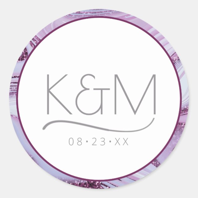 Adesivo Redondo Abstrato Glitter Strata Border Wedding Lilac ID903 (Frente)