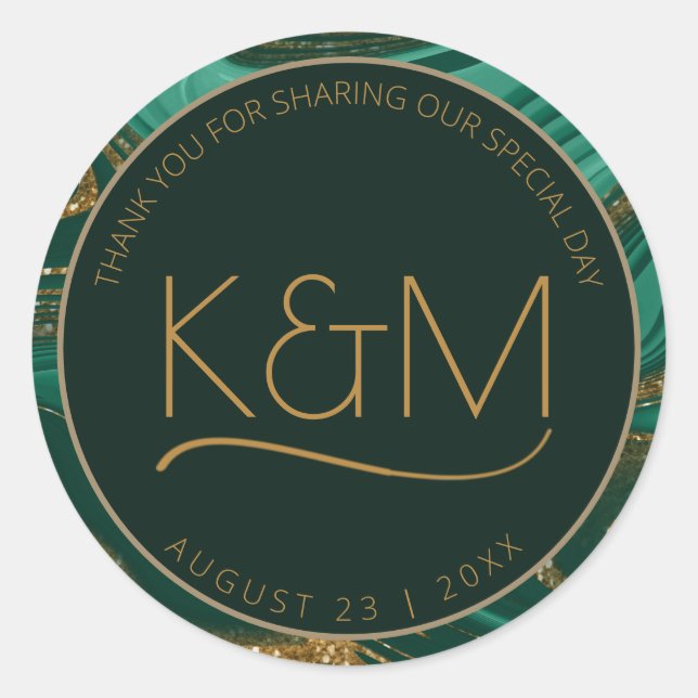 Adesivo Redondo Abstrato Glitter Strata Wedding Obrigado G ID903 (Frente)