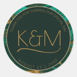 Adesivo Redondo Abstrato Glitter Strata Wedding Obrigado G ID903