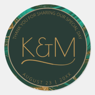 Adesivo Redondo Abstrato Glitter Strata Wedding Obrigado G ID903