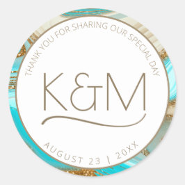 Adesivo Redondo Abstrato Glitter Strata Wedding Obrigado ID903