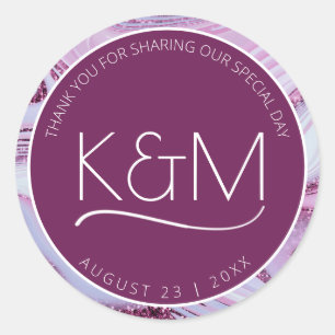 Adesivo Redondo Abstrato Glitter Strata Wedding Obrigado Pl ID903