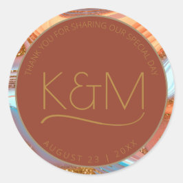 Adesivo Redondo Abstrato Glitter Strata Wedding Obrigado Rt ID903