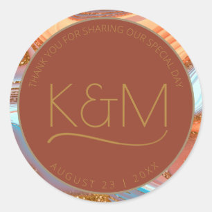 Adesivo Redondo Abstrato Glitter Strata Wedding Obrigado Rt ID903