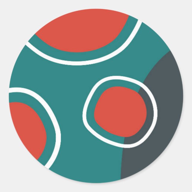 Adesivo Redondo Abstrato linha arco-íris boho trabalho de arte (Frente)