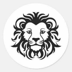 Adesivo Redondo Abstrato Lion Baby Art em BW
