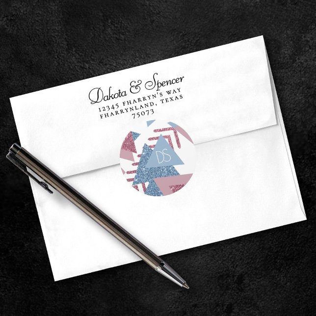 Adesivo Redondo Abstrato Lunar dos Anos 80 | Personalizado Rosa e  (Criador carregado)