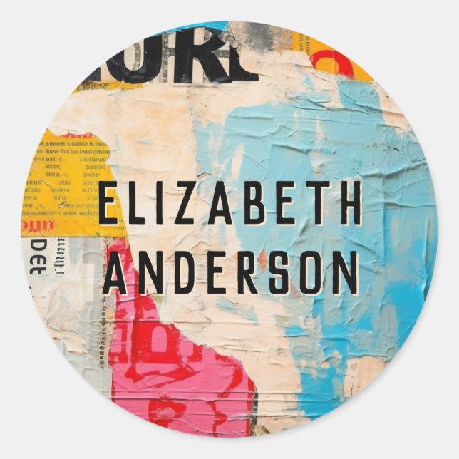 Adesivo Redondo Abstrato Modern Collage (Frente)