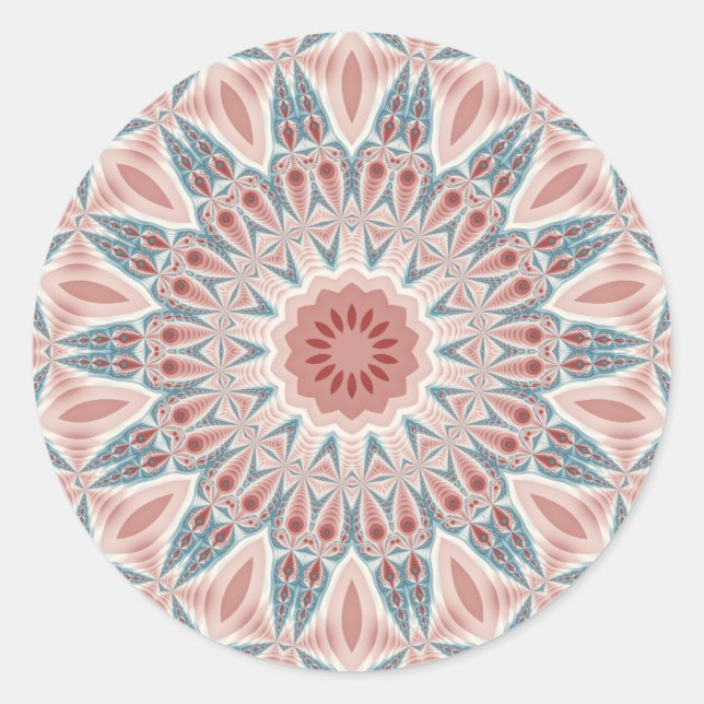 Adesivo Redondo Abstrato moderno Caleidoscópio Mandala Arte Fracta (Frente)