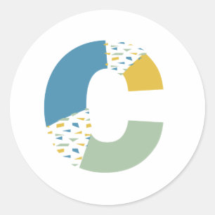 Adesivo Redondo Abstrato moderno - Letra C Monograma Personalizado