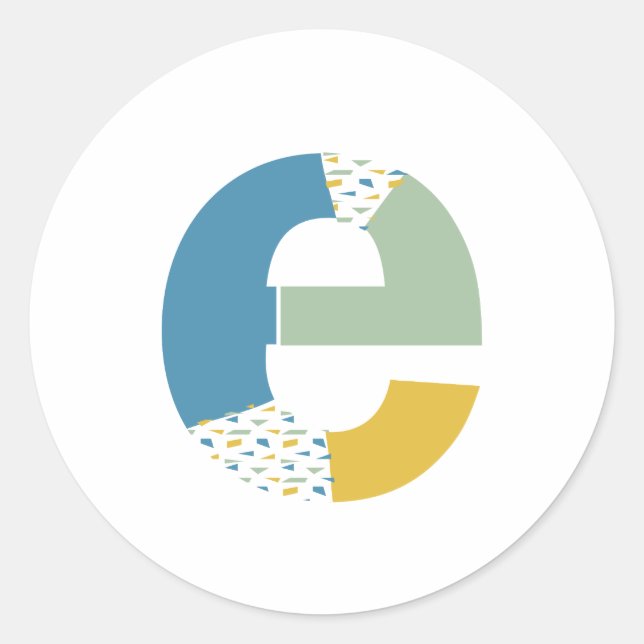 Adesivo Redondo Abstrato Moderno - Letra E Monograma Personalizado (Frente)