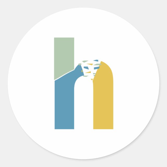 Adesivo Redondo Abstrato moderno - Letra H Monograma Personalizado (Frente)