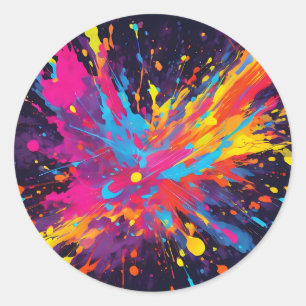 Adesivo Redondo Abstrato Neon Colorful