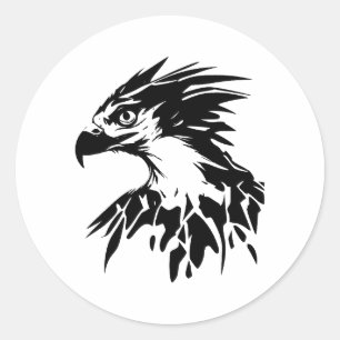Adesivo Redondo Abstrato Osprey Art em BW