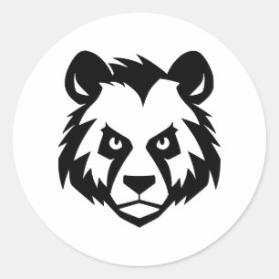 Adesivo Redondo Abstrato Panda: Uma Abordagem Minimalista