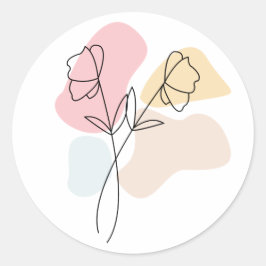 Adesivo Redondo Abstrato Pastel Floral