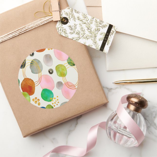 Adesivo Redondo Abstrato Pebble Dourado Glitter Art (Presentear)