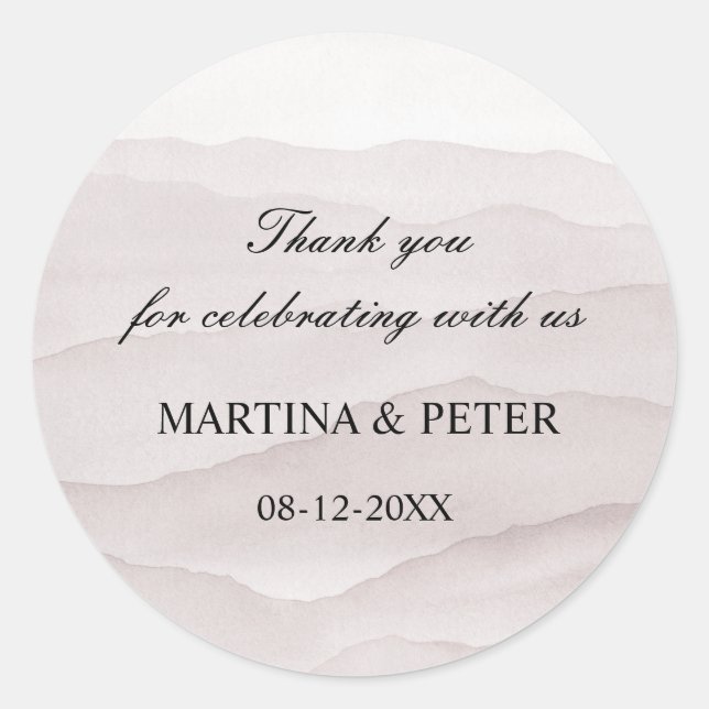 Adesivo Redondo Abstrato poeirento favoritos de casamento de rosa  (Frente)